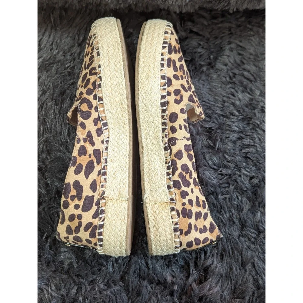 Dr Scholls Leopard Print Espadrille Flats BE Energized Slip On Shoes Brown 6M‎